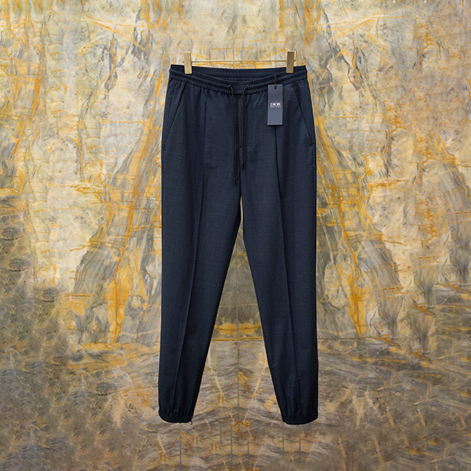 dior wool seersucker tapered casual trousers